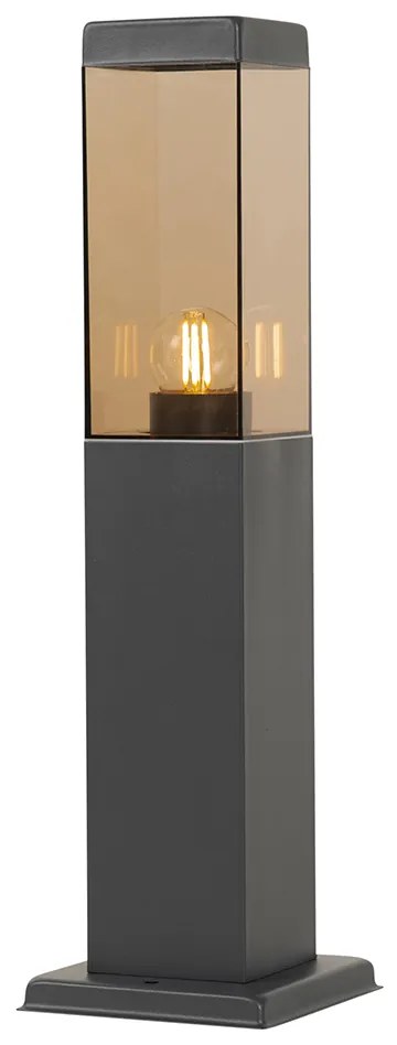 Candeeiro de poste exterior moderno cinzento escuro com fumo 45 cm - Malios Moderno