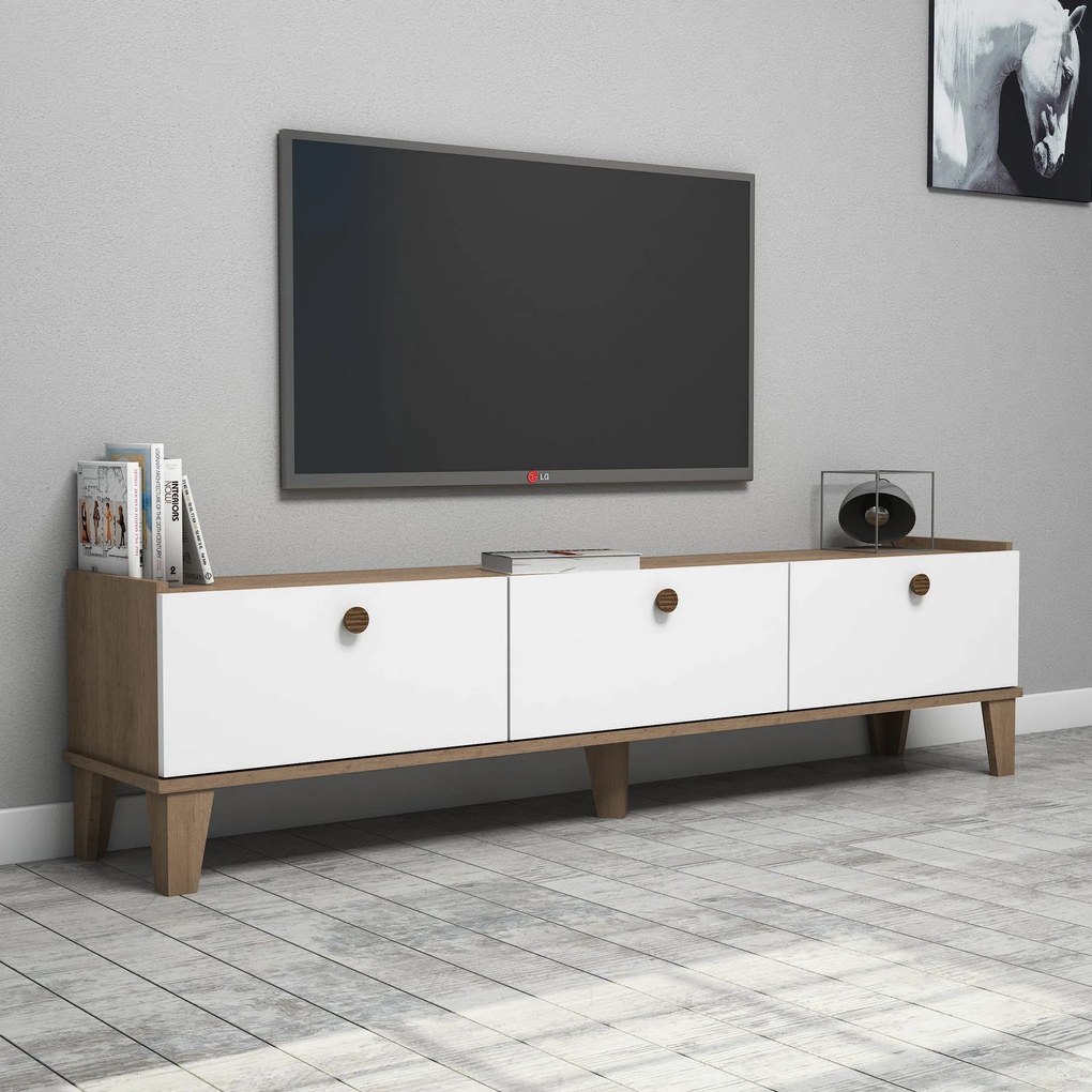 Móvel TV Sumer – Carvalho e Branco – 178x44,8x34,6 cm
