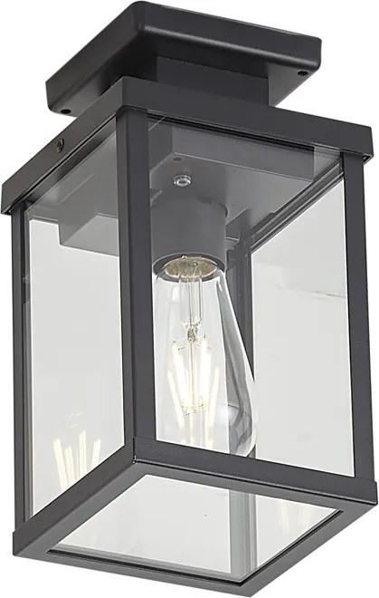 Plafon de exterior moderno preto com sensor de movimento e crepuscular IP44 - Rotterdam