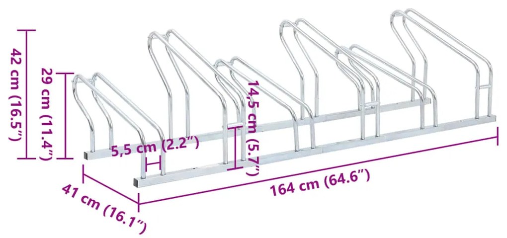 Suporte independente para 6 bicicletas aço galvanizado