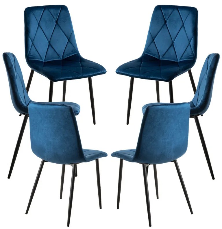 Pack 6 Cadeiras Lyke Veludo - Azul