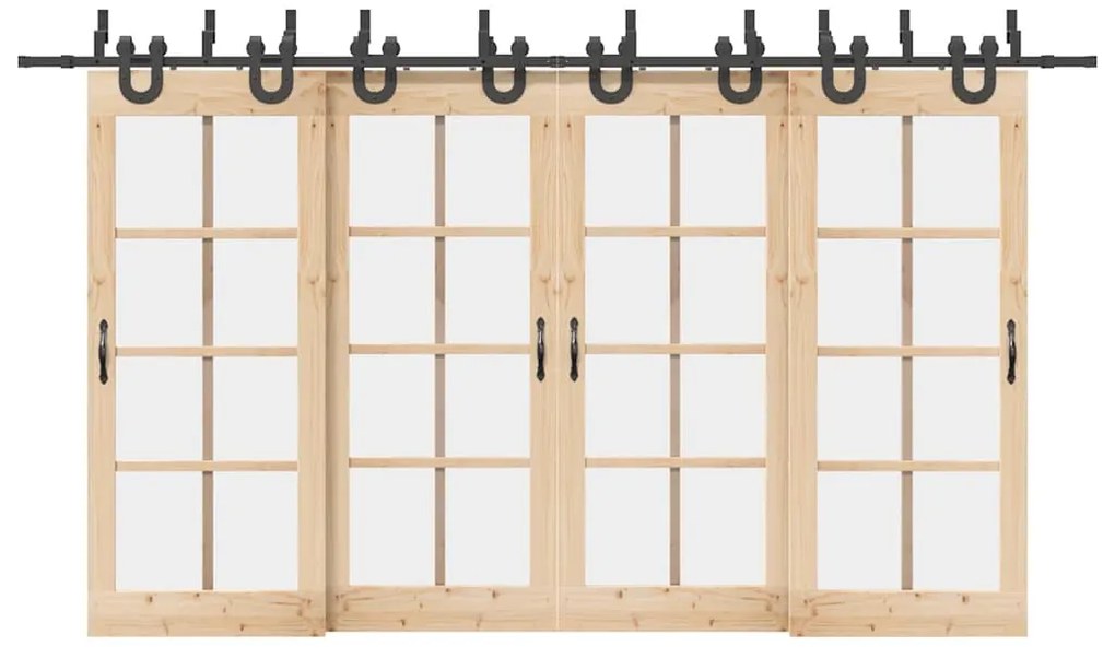 Kit de ferragens para porta deslizante 400 cm aço preto