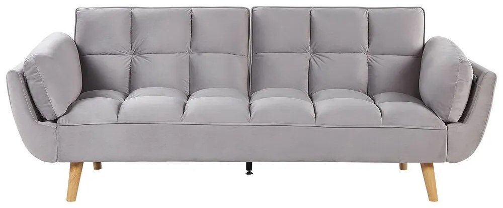 Sofá-cama em veludo cinzento claro ASBY Beliani