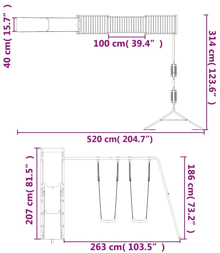 Conjunto de brincar p/ exterior madeira de pinho maciça