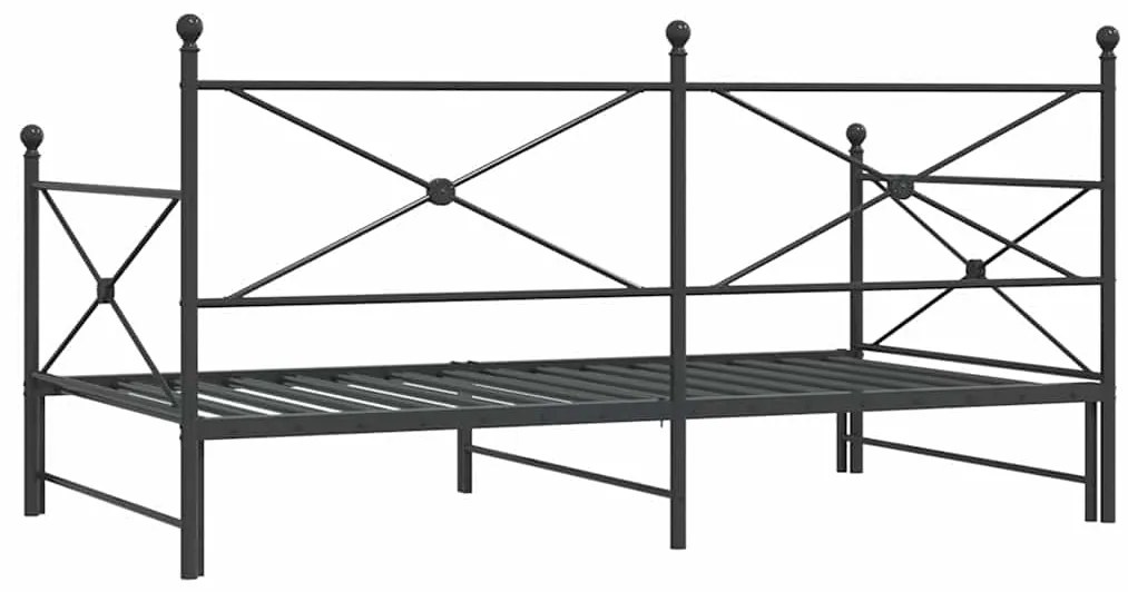 Cama de dia com gavetão sem colchão 100x190 cm aço preto