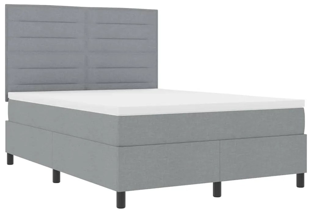 Cama com Estrado e Colchão Cinzento Claro 140 x 200 cm