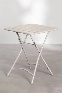 Mesa De Cozinha Quadrada 60x60 Cm Dobrável Em Aço Janti Tapioca Bege - Sklum