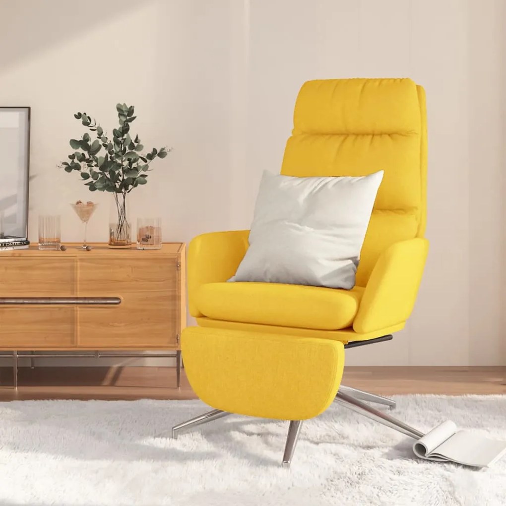 vidaXL Cadeira de descanso com apoio de pés tecido amarelo mostarda