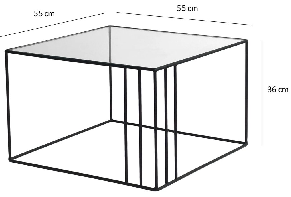 Mesa de Café Outline - Preto - 55cm x 36cm x 55cm