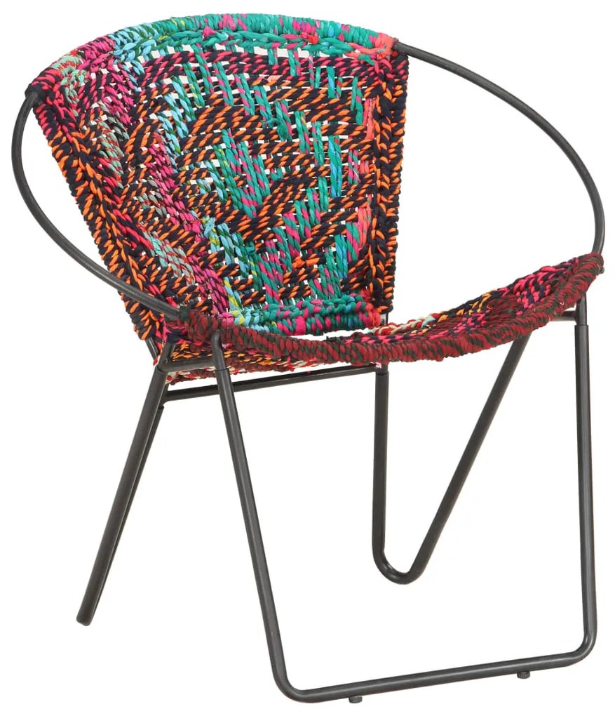 Cadeira circular em tecido chenille multicolorido