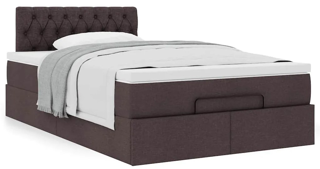 Estrutura de cama otomana com colchão 120x190cm castanho escuro