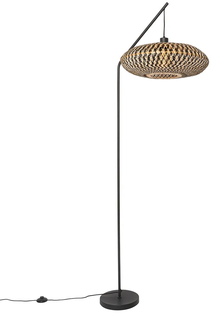 Candeeiro de pé oriental preto bambu - Ostrava Oriental