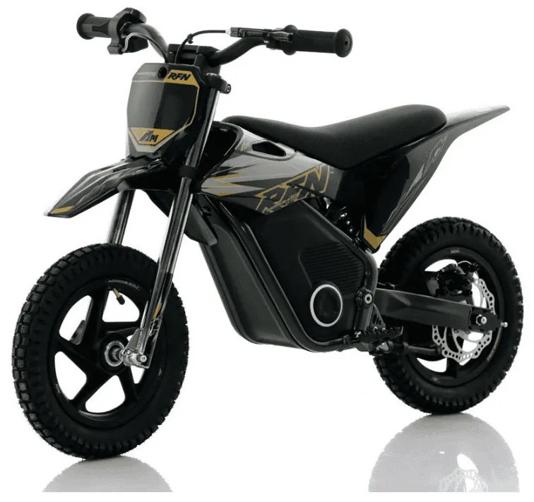 Mini moto eléctrica velocidade até 13 Km/h C/Limitador  RFN Warrior SX-E150 150W 12” Preto/Dourada