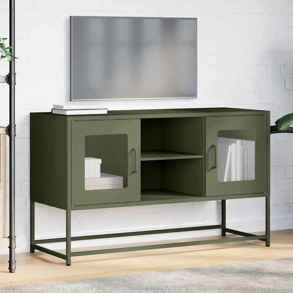 Móvel de TV 100,5x39x60,5 aço verde azeitona