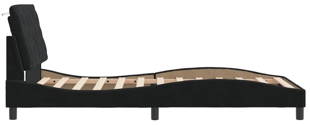 Estrutura de cama sem colchão 100x200 cm veludo preto