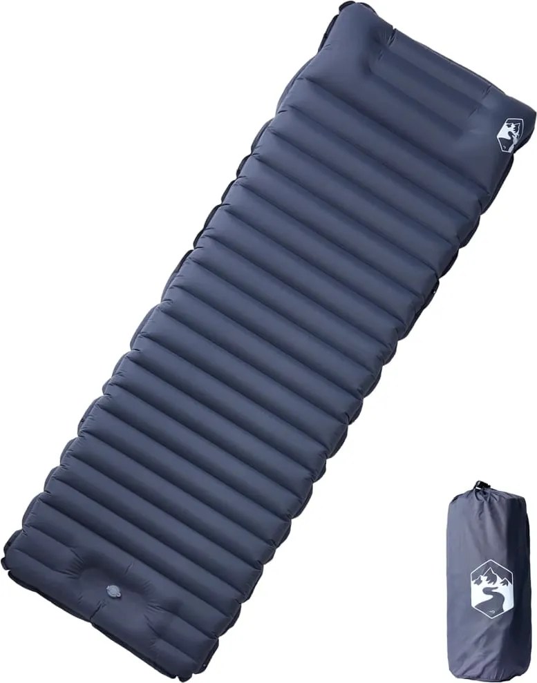 vidaXL Colchão de campismo autoinsuflável c/ almofada 1 pessoa cinza