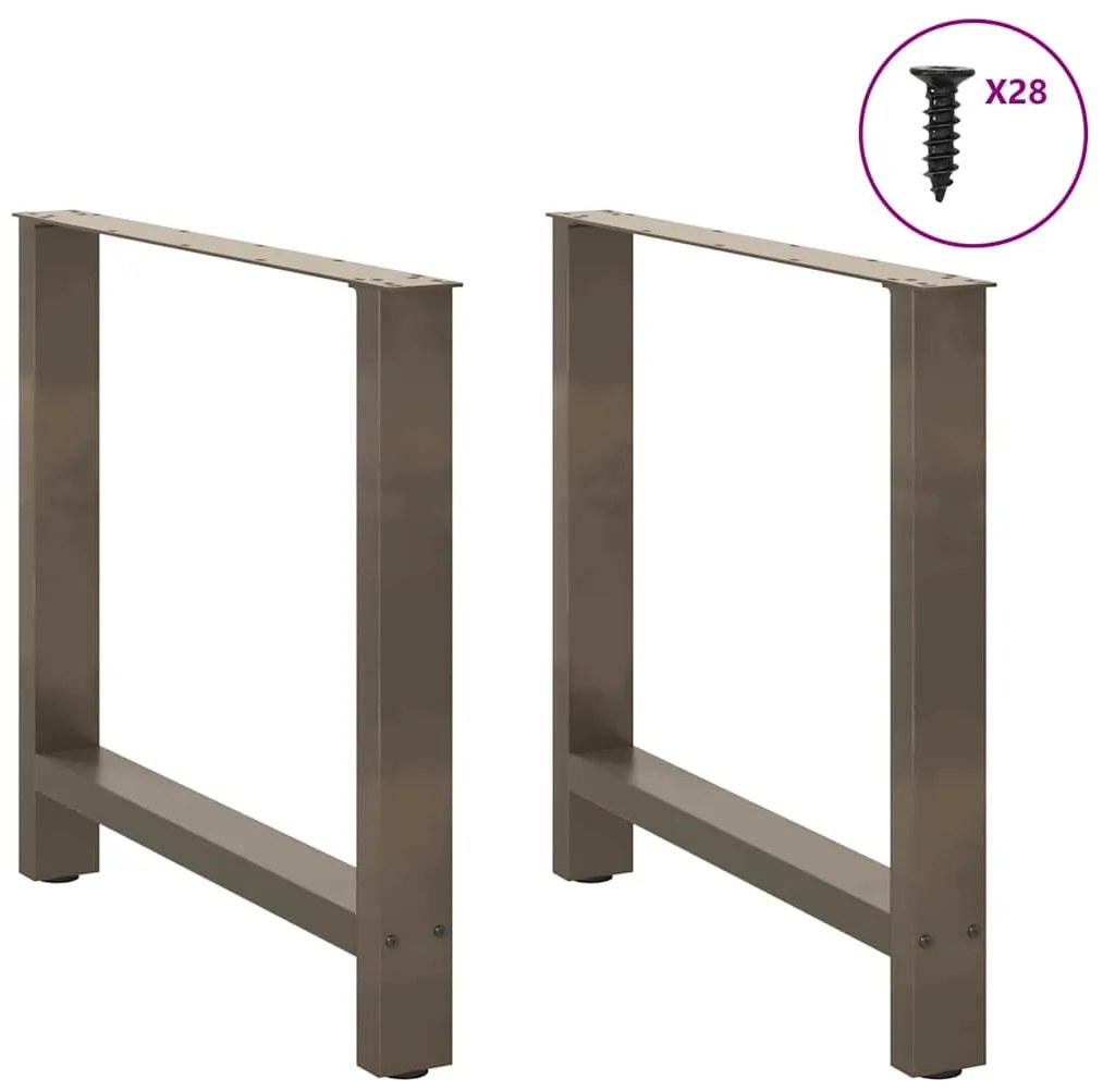 Pés para mesa de jantar em aço natural, 2 peças, 70x(72-73) cm, aço
