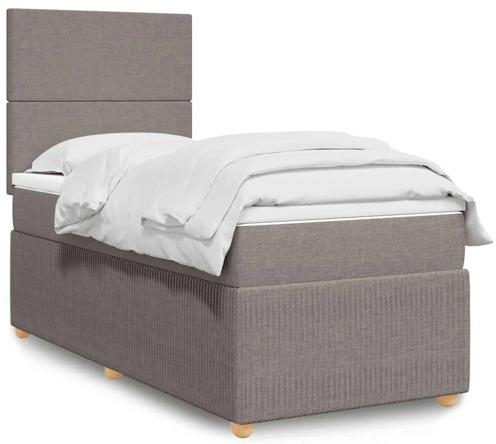 Cama com molas/colchão 90x190 cm tecido castanho-acinzentado