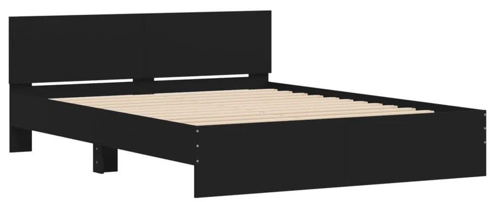 Estrutura de cama com cabeceira 140x200 cm preto