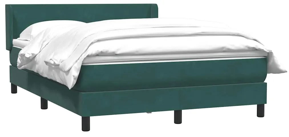 Box Cama primavera com Colchão Verde Escuro 140x210 cm Veludo