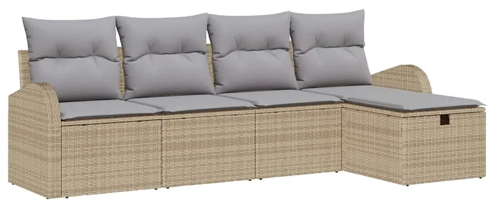 Conjunto de Sofá de 5 Peças com Almofadas Bege Rattan