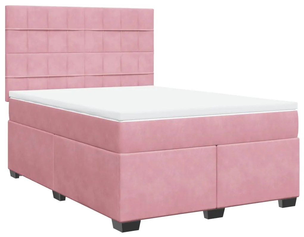 Cama com molas/colchão 140x200 cm veludo rosa