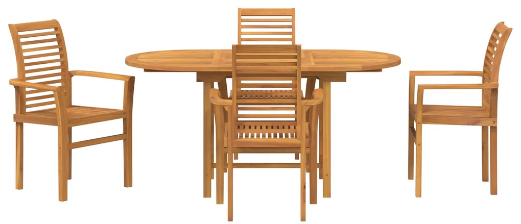 Conjunto de Jantar de Jardim vidaXL de 5 Peças em Madeira Maciça de Te