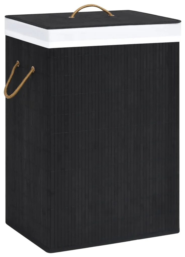 Cesto para roupa suja 72 L bambu preto