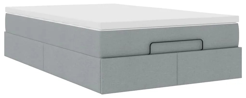 Estrutura cama otomana colchão 120x200 cm tecido cinzento claro
