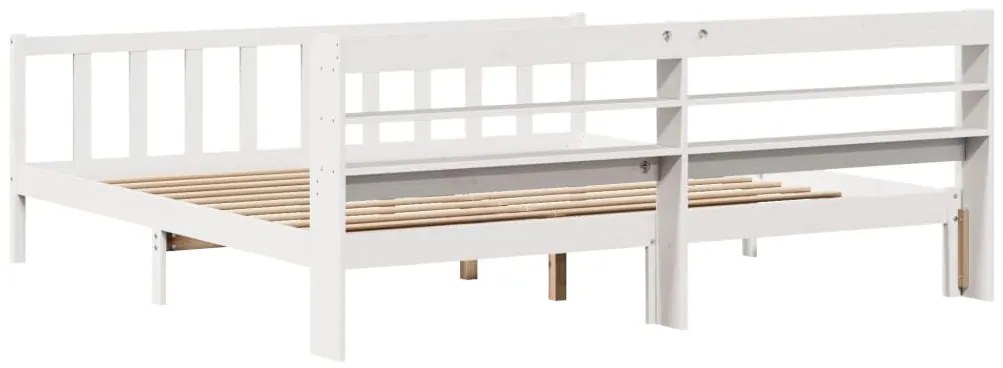 Cama sem colchão 200x200 cm madeira de pinho maciça branco