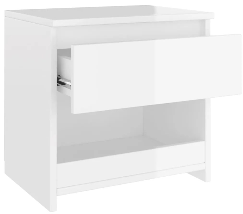 Mesa de cabeceira 40x30x39 cm contraplacado branco brilhante