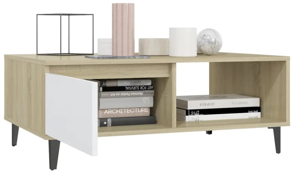 Mesa de centro derivados de madeira branco/carvalho sonoma
