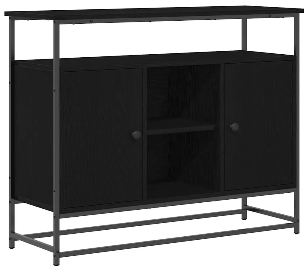 Buffet vidaXL Preto Carvalho 100x35x80 cm Madeira Engenharia e Aço