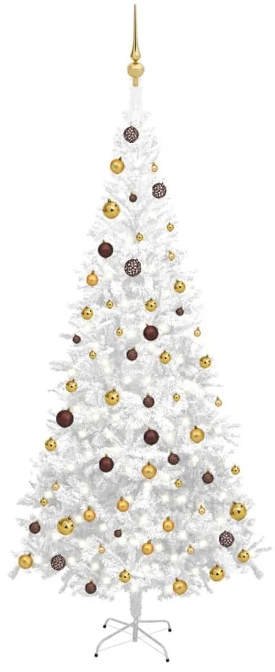 vidaXL Árvore Natal artificial pré-iluminada c/ bolas branco