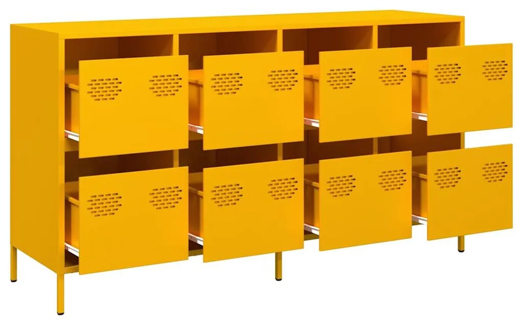 Aparador 135x39x73,5 cm aço laminado a frio amarelo mostarda