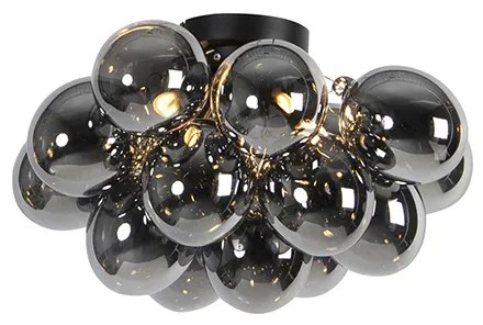 Candeeiro de Teto Design Preto com Vidro Fume 4-luzes - Uvas Art Deco,Design