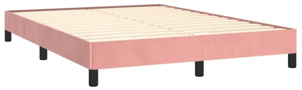 Estrutura de cama 140x200 cm veludo rosa