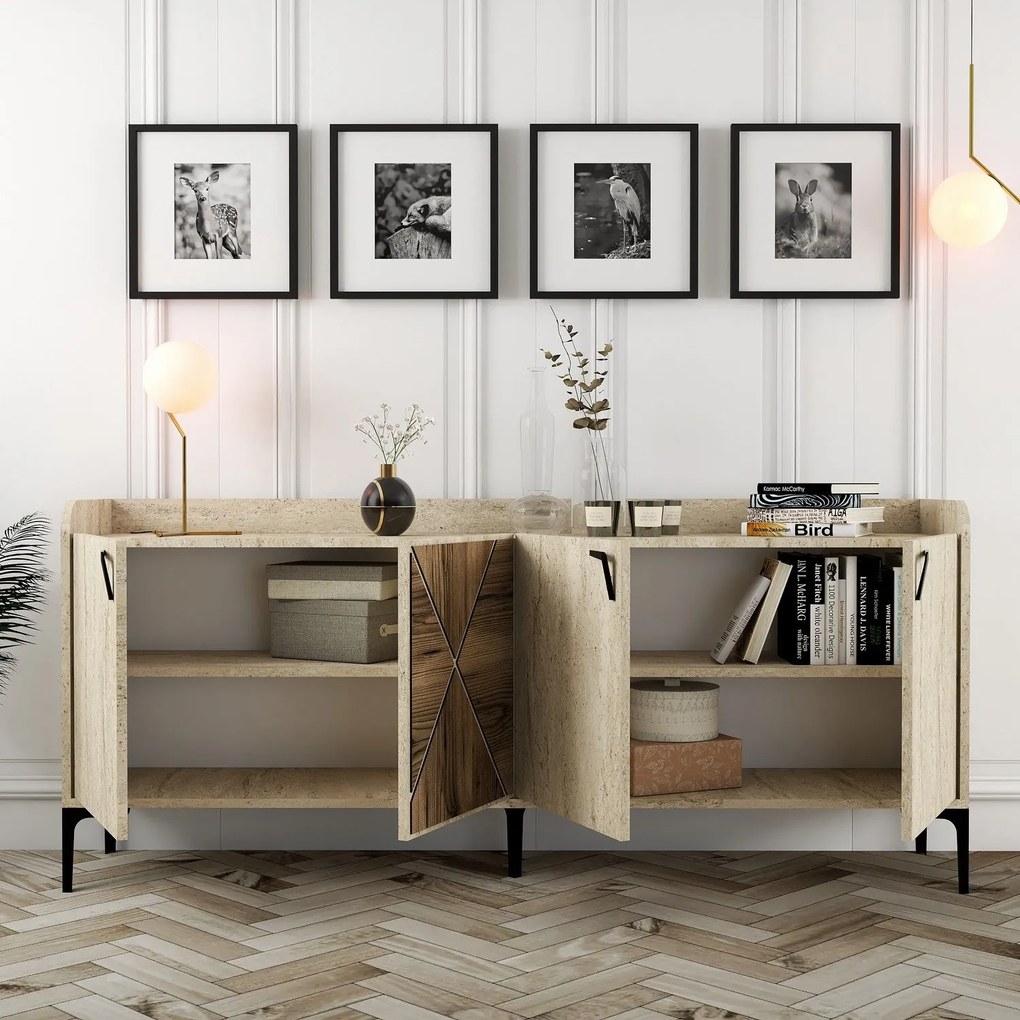 Console Venedik – Walnut Travertine – 180x78x35 cm