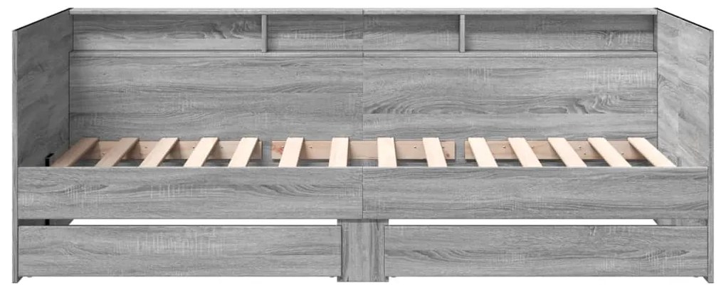 Sofá-cama com gavetas sem colchão 100x200 cm cinzento sonoma