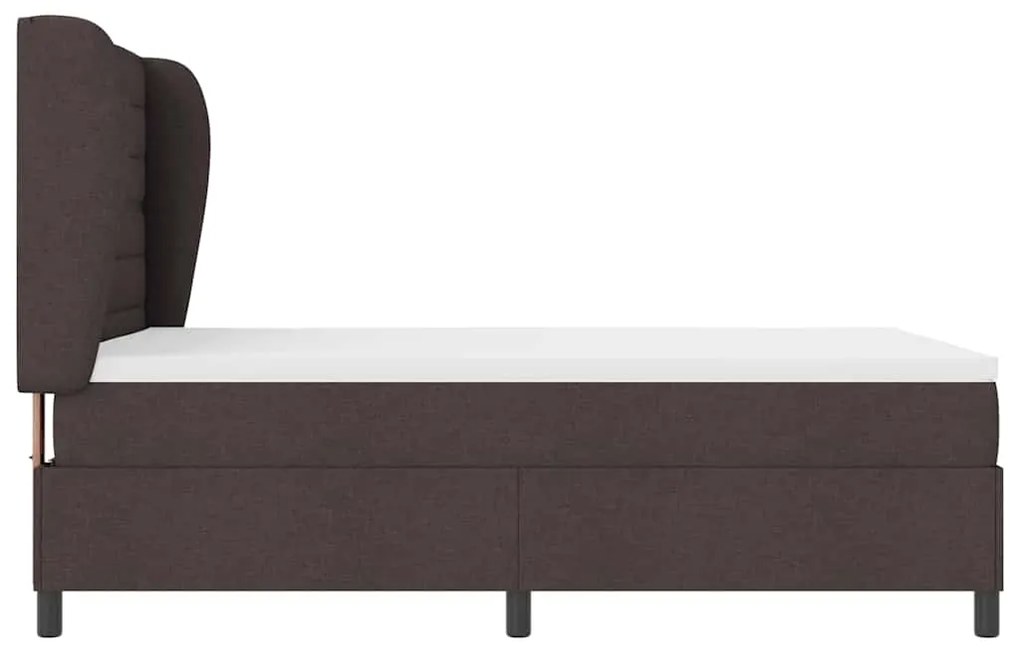 Cama Box com Colchão Castanho Escuro 140x190 cm, em tecido