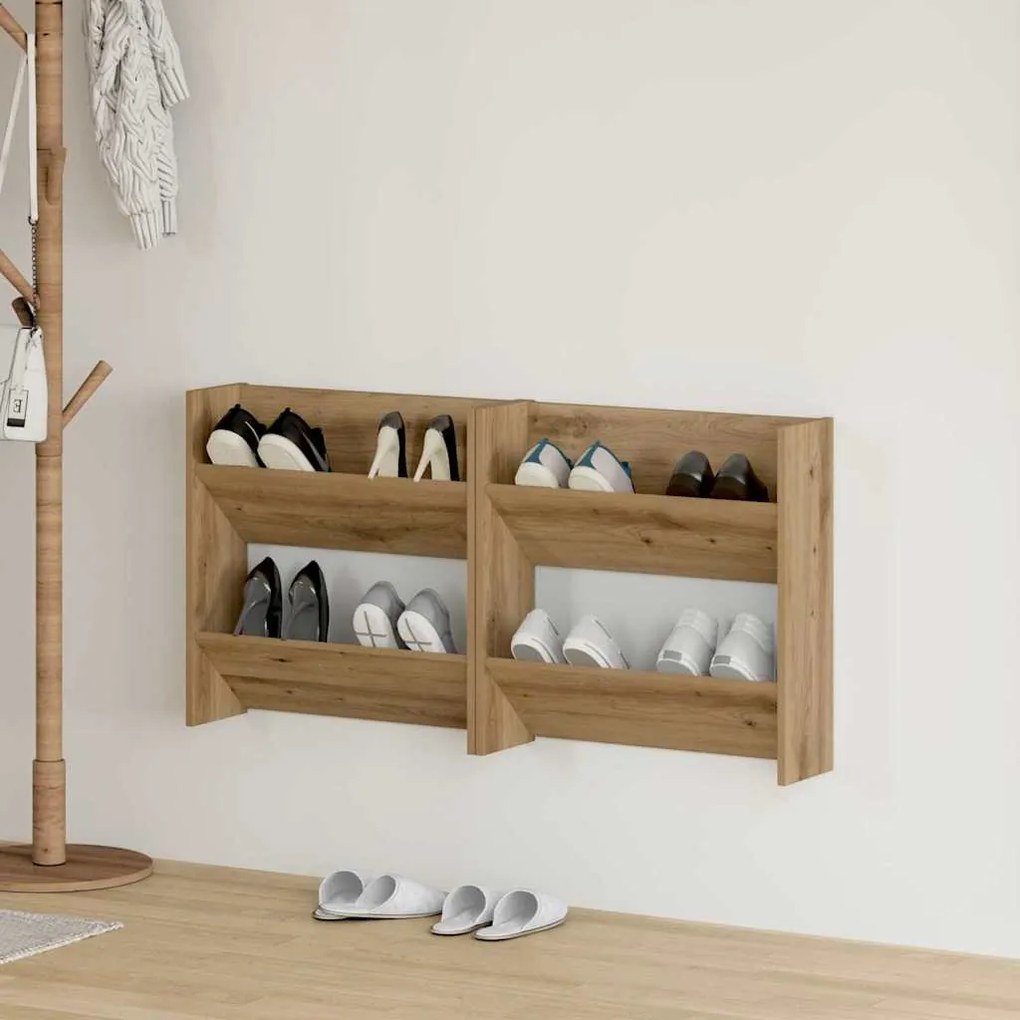 vidaXL Armários para Sapatos de Parede Outros 2 pcs carvalho artisiano