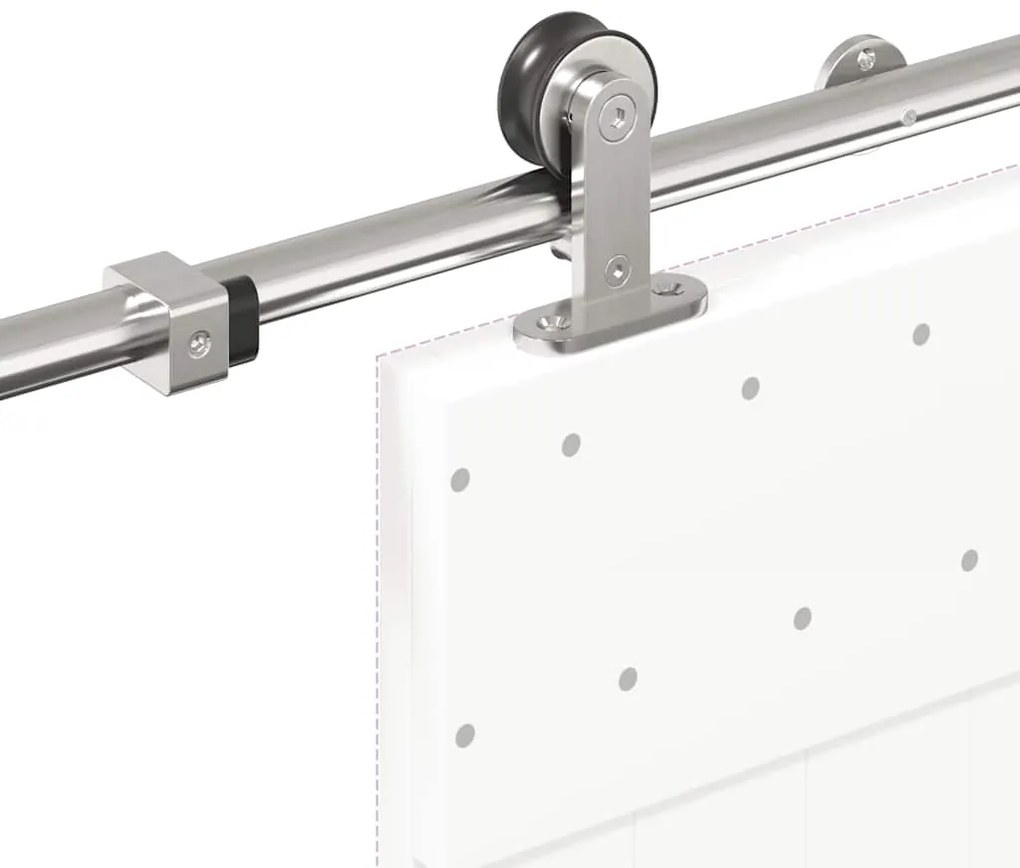 Kit ferragens p/ porta deslizante 183cm aço inoxidável prateado