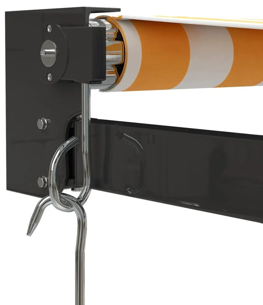 Toldo retrátil 5x3 m tecido e alumínio amarelo e branco