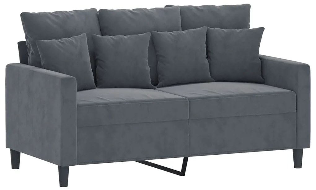 3 pcs conjunto de sofás com almofadões veludo cinzento-escuro