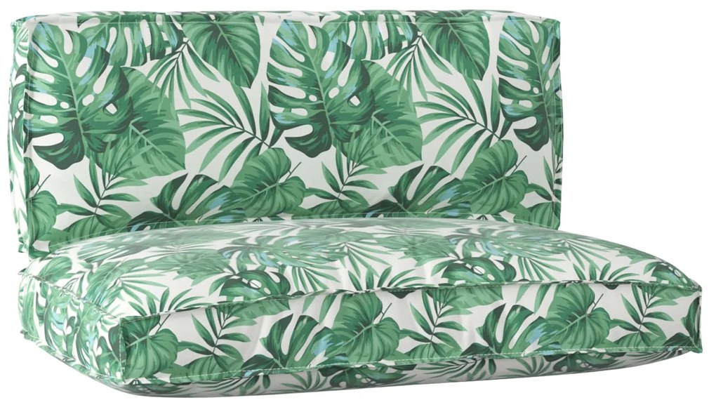 vidaXL Conjunto de Almofadas para Palete 2 pcs Padrão Folha Verde