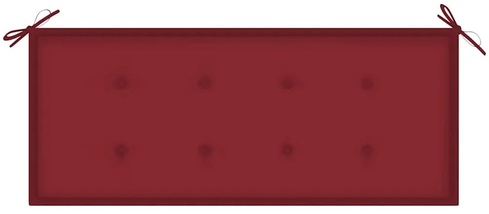 Banco Batávia c/ almofadão vermelho tinto 120 cm teca maciça