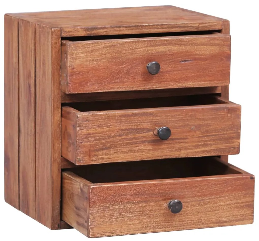 Mesa cabeceira 3 gavetas 35x25x35 cm madeira de mogno maciça
