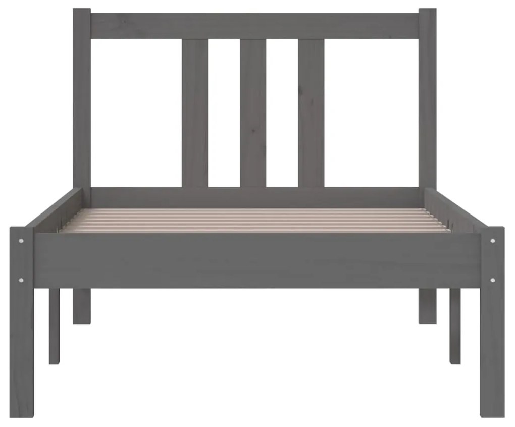 Estrutura cama pequena solteiro 75x190 cm madeira maciça cinza