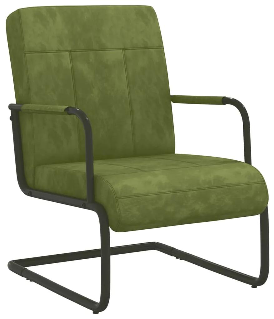 Cadeira cantilever veludo verde-claro