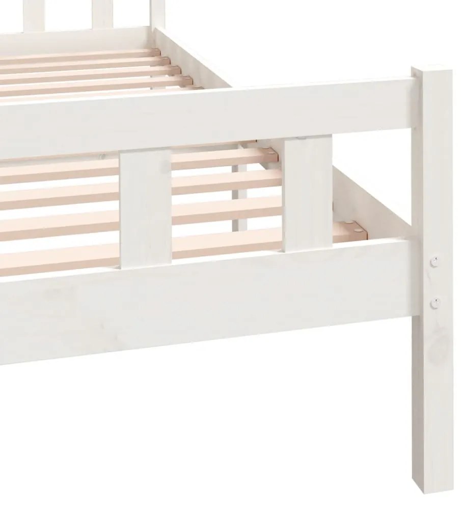 Estrutura de cama king 150x200 cm madeira maciça branco